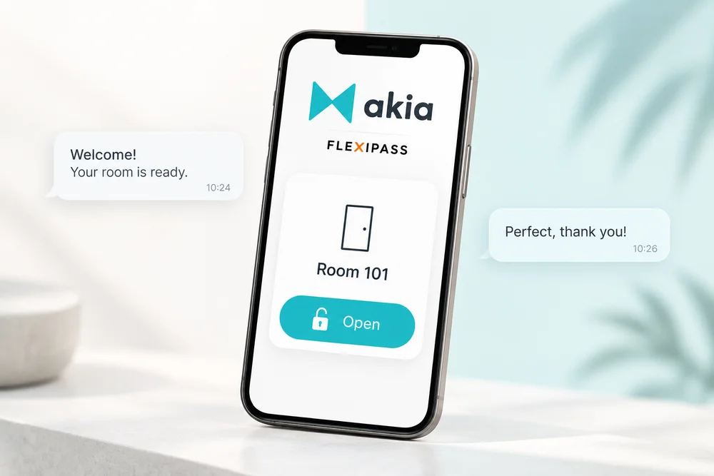 Illustrative Akia and FLEXIPASS guest access workflow