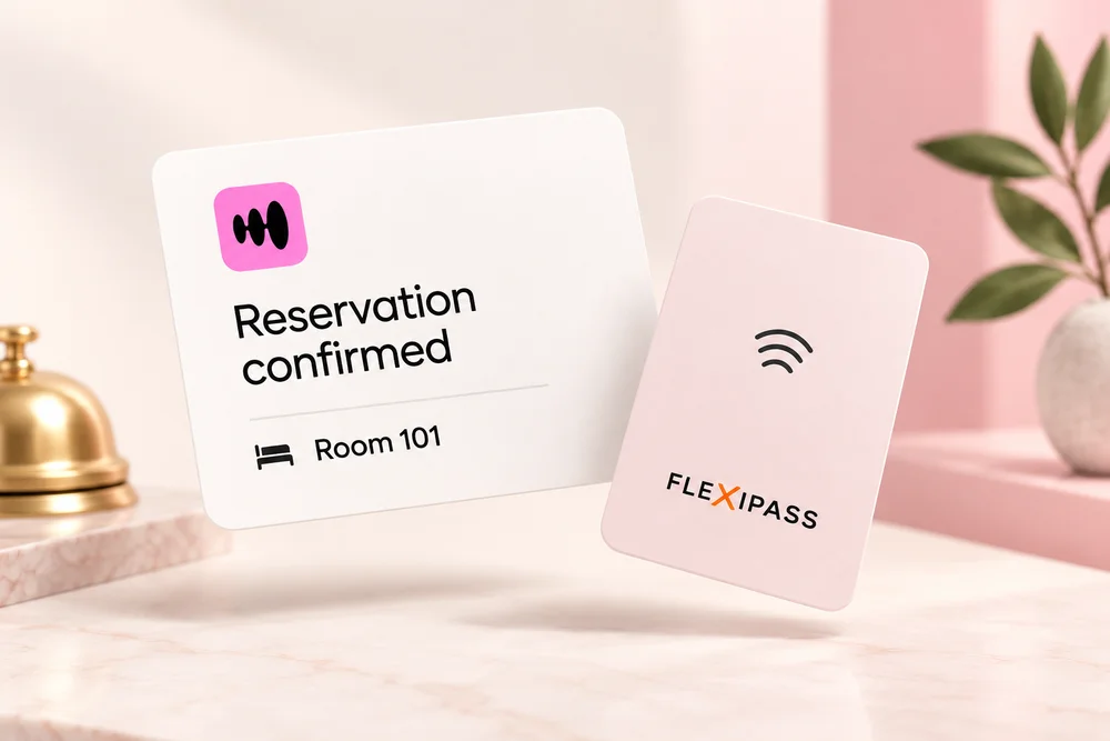 Illustrative Mews and FLEXIPASS guest access workflow